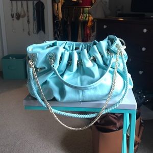 JustFab purse in mint green with gold fixtures